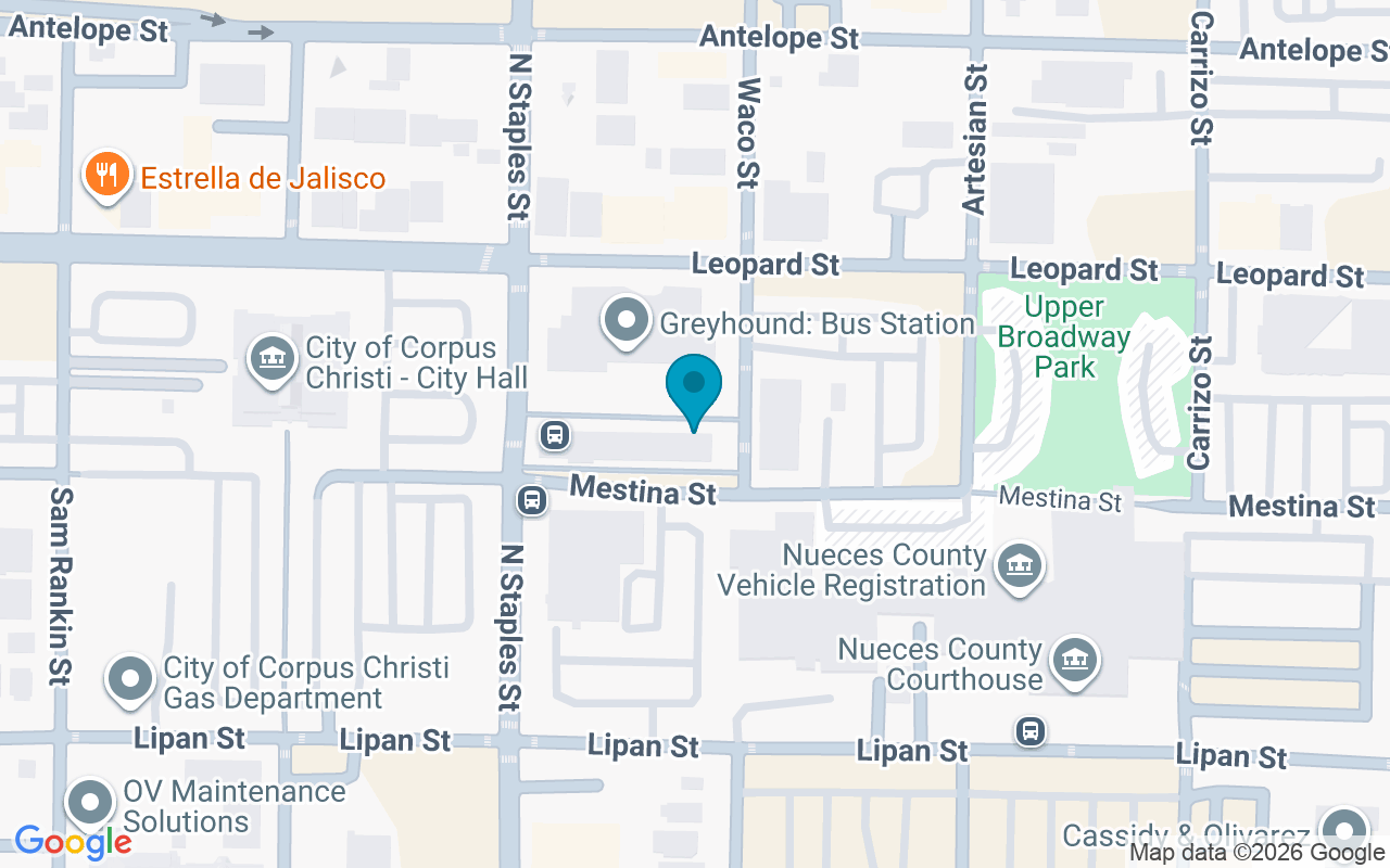 Map showing the location of Staples Street Station Bay D