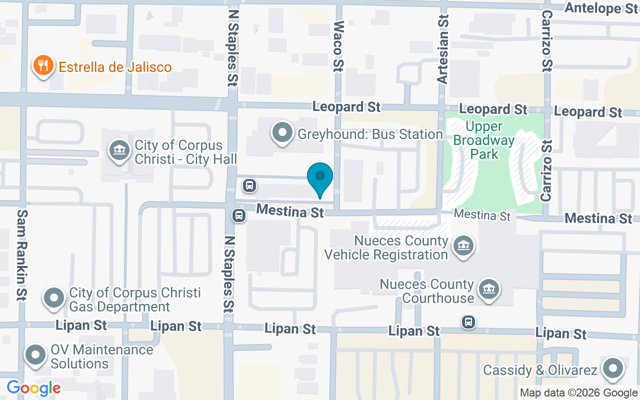 Map showing the location of Staples Street Station Bay E