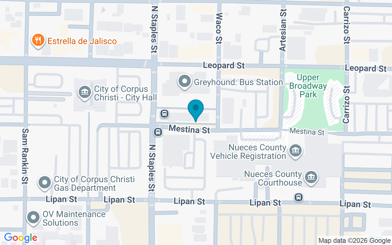 Map showing the location of Staples Street Station Bay F