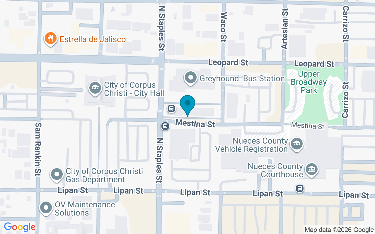 Map showing the location of Staples Street Station Bay G