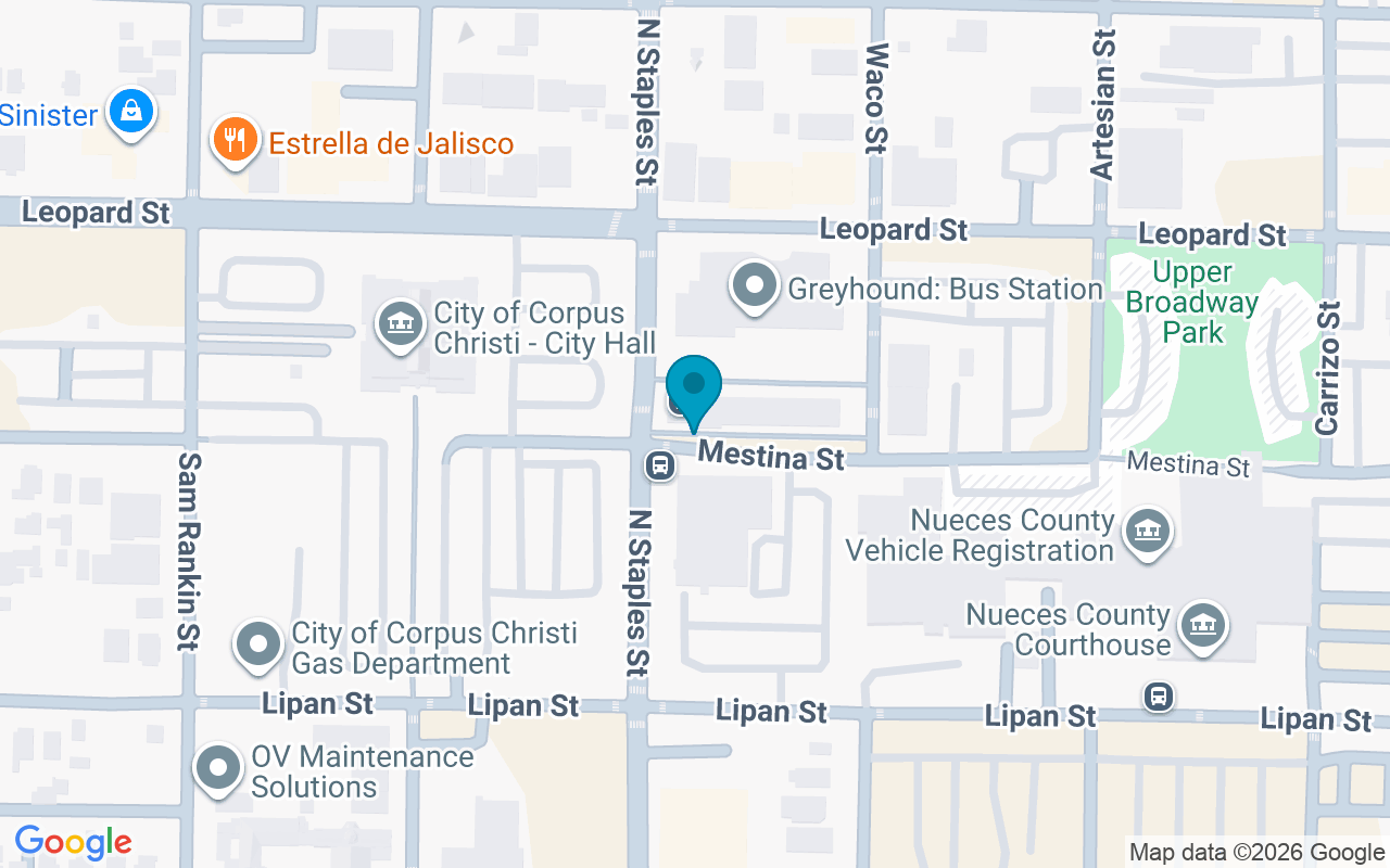 Map showing the location of Staples Street Station Bay H