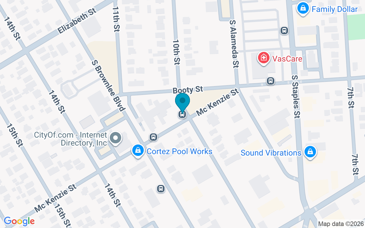 Map showing the location of 10th St. @ McKenzie