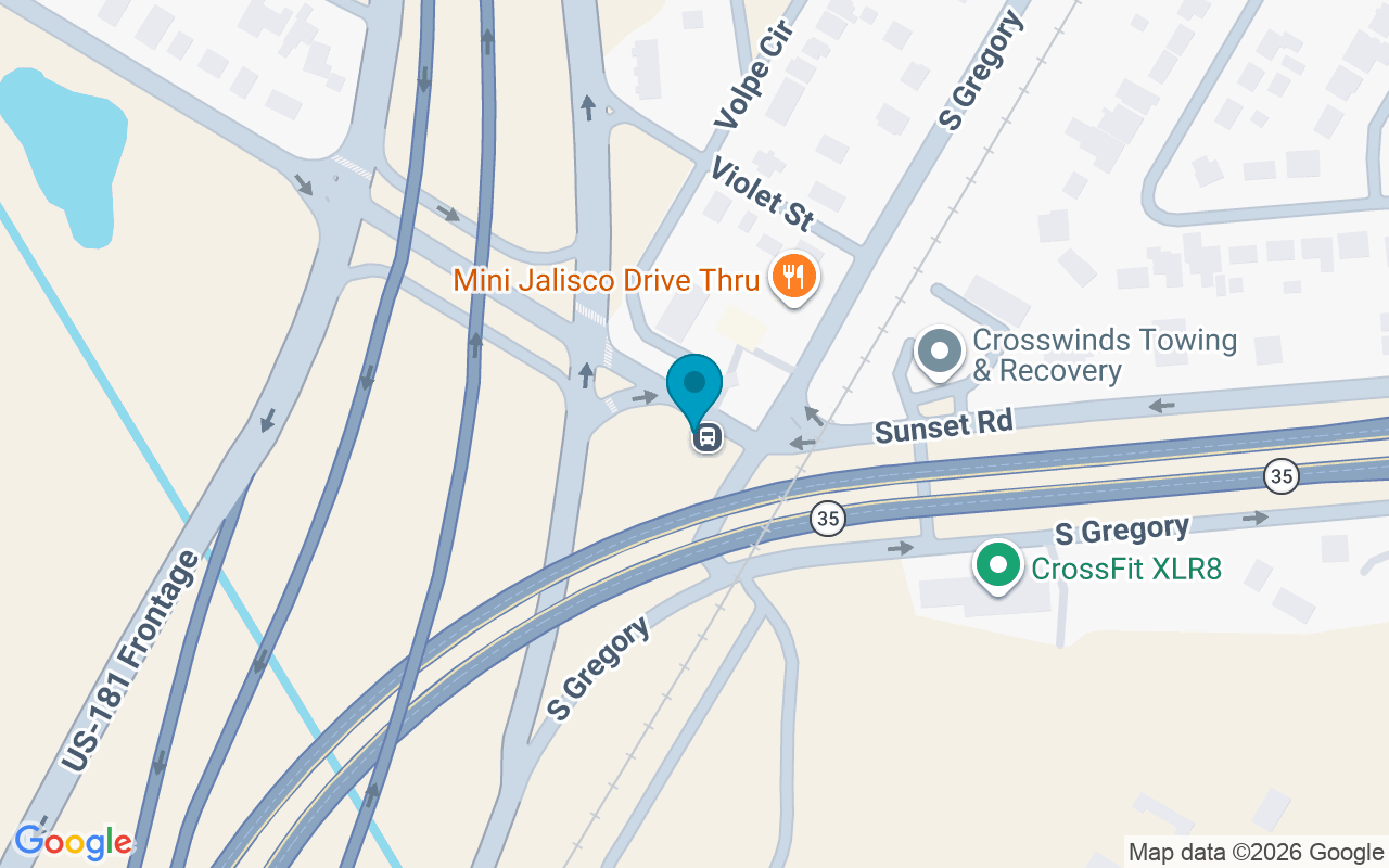 Map showing the location of Gregory Park & Ride