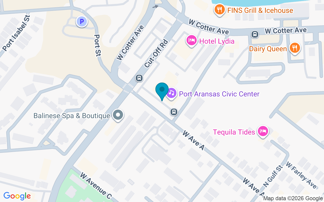 Map showing the location of Port Aransas Garage
